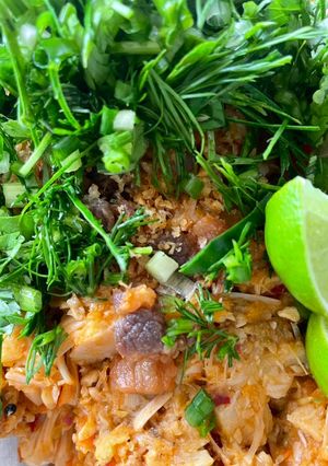 รูปของ ต๋ำบ่าหนุนโรยกากหมูกระเทียมเจียว🌶️(ตำขนุน)สูตรไม่ใส่กะปิ ถั่วเน่า