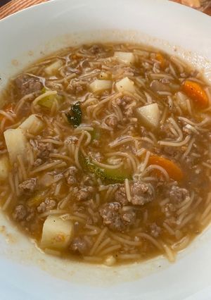 Una foto de Sopa de Carne Molida