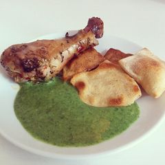 A picture of Baked Herb Chicken with Homemade Tortilla and Cheesy Spinach Dip.