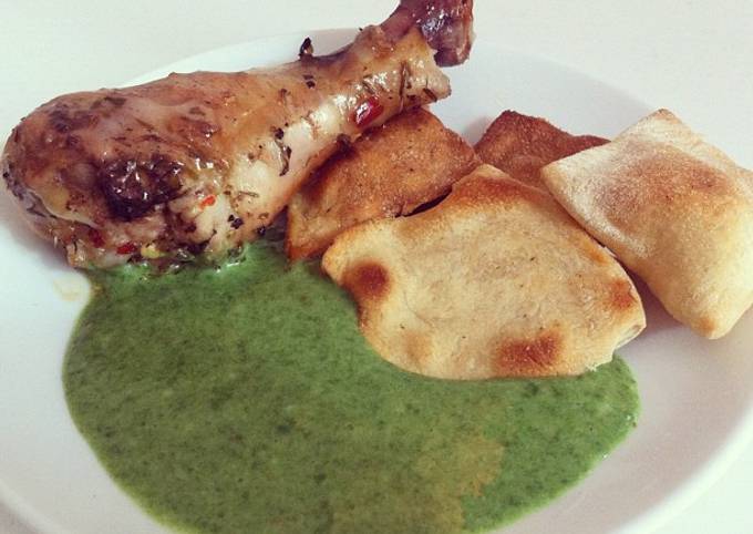 Recipe of Jamie Oliver Baked Herb Chicken with Homemade Tortilla and Cheesy Spinach Dip