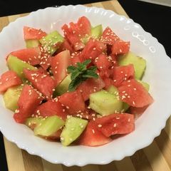 A picture of Watermelon and Muskmelon Salad.
