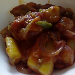 A picture of Spicy green bananas with greenpepper #pepperchallenge.