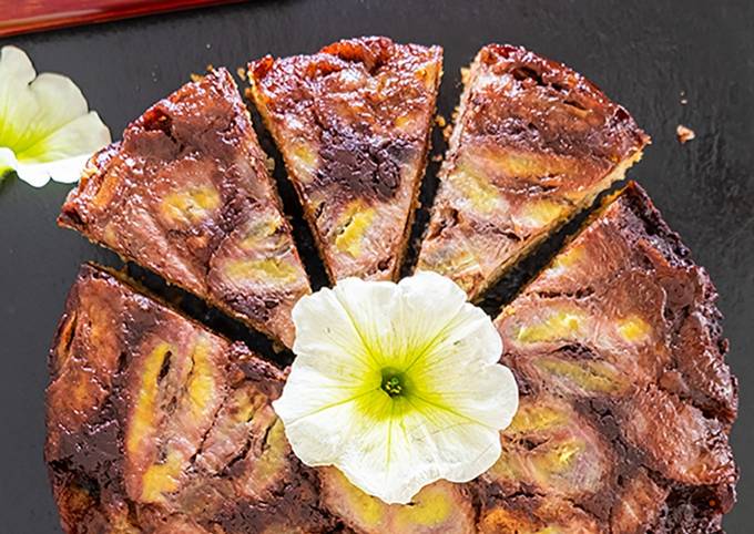 Gluten-Free Chocolate Fudge Banana Upside Down Cake