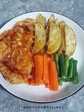 Ayam Crispy Saus Barbeque & Potato Wedges