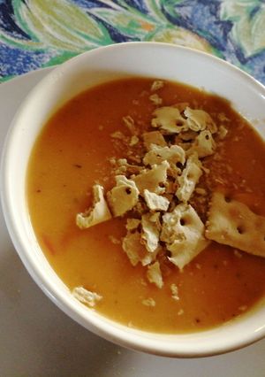 Una foto de Crema de calabaza con coco