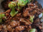 A picture of beef and broccoli