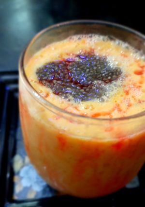 A picture of Mango Roohafza Lassi.