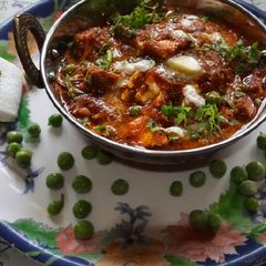 A picture of Paneer mutter butter masala (dhaba style).