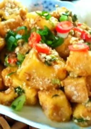 Foto resep Olahan Tahu saus telor asin seenak restoran