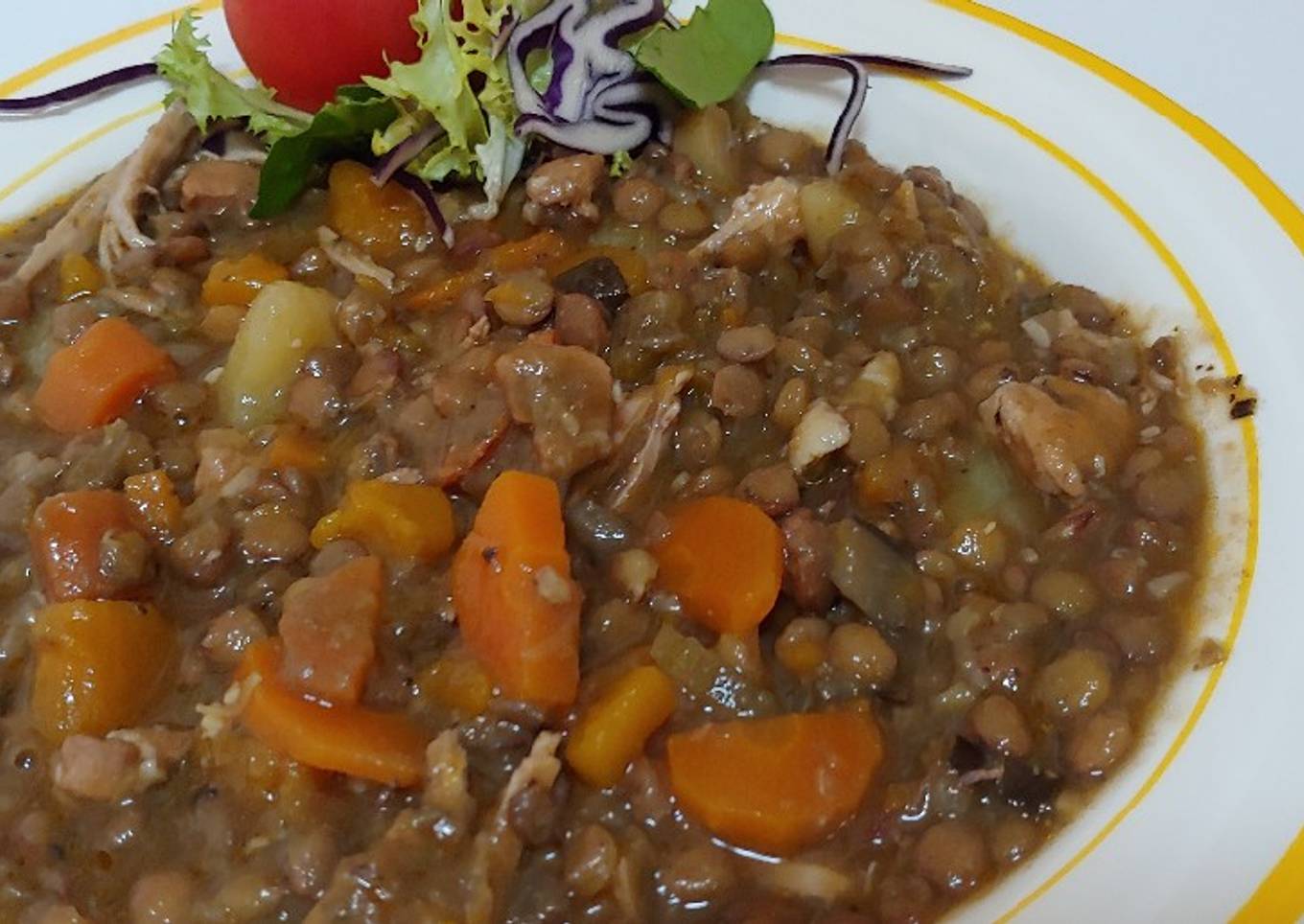 Lentejas Estofada.pollo calabaza. Lentejas Gitana