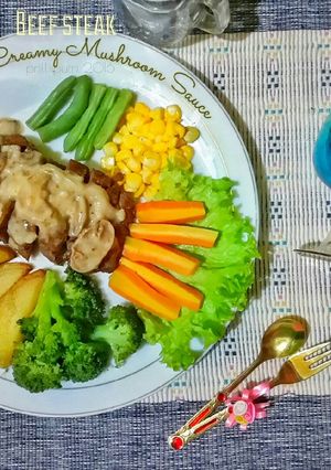Foto resep Beef steak with creamy mushroom sauce