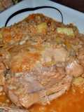 Guiso de arroz integral con pollo