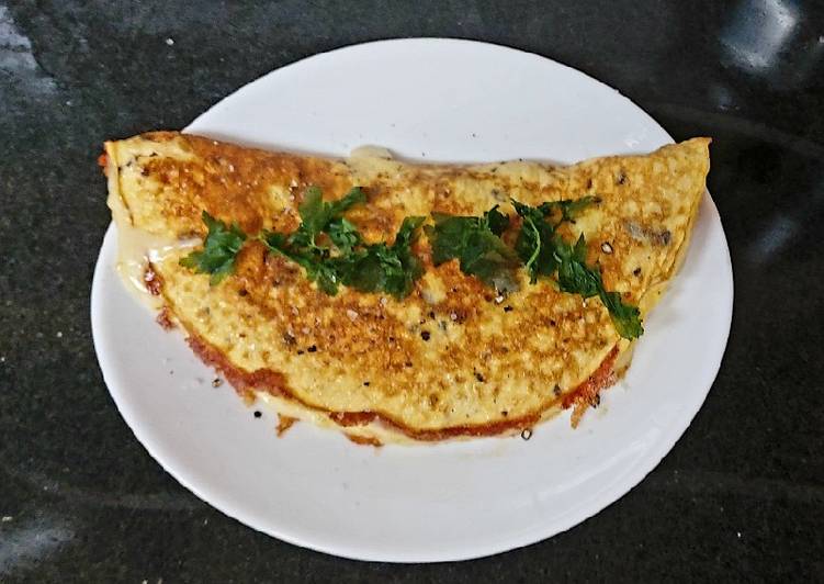 Step-by-Step Guide to Make Tasty My Nice And Easy Cheese, Onion + Tomato Omelette 🥰