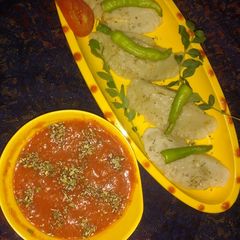 A picture of Paneer Dim-sum With spicy chilli Dip.
