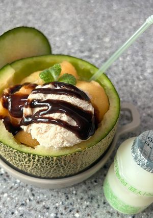 Hình của món Dưa lưới mix sữa chua uống 🍈🍈🍈.