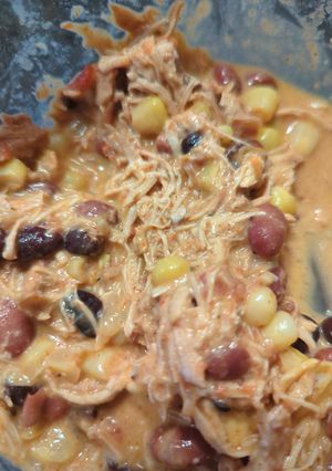 A picture of Crock-Pot cream cheese, chicken chili.