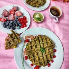 A picture of Moong Dal Waffle.