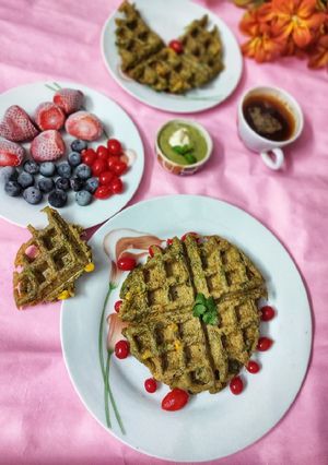 A picture of Moong Dal Waffle.