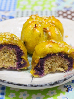 茶巾地瓜栗子燒 的食譜成品照片