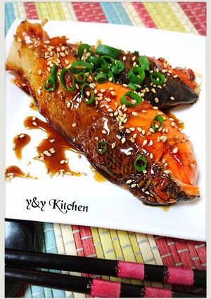 A picture of Salmon with Honey Teriyaki Glaze.