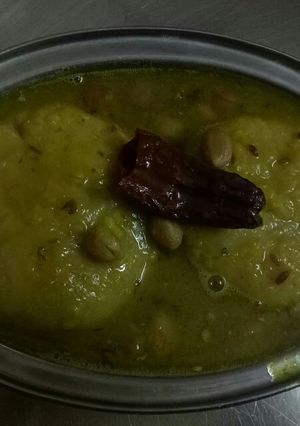 A picture of Dal Dhokli with Potato Kachori.