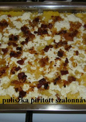 Túrós puliszka pirított szalonnával recept fotója