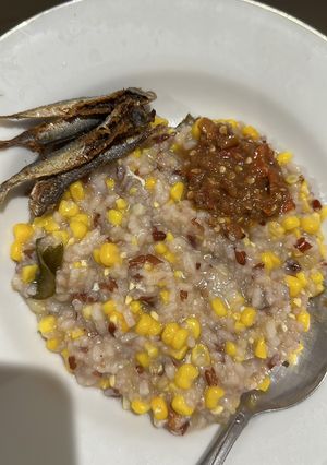 Foto resep Bubur jagung ikan asin
