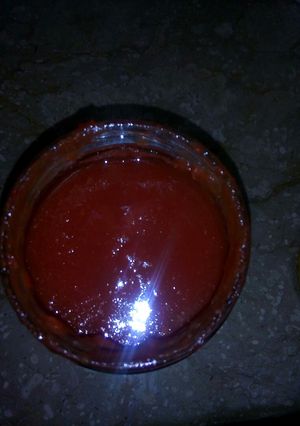 A picture of Homemade tomato chili garlic ketchup.