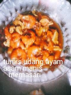 Foto resep Tumis udang ayam asam manis