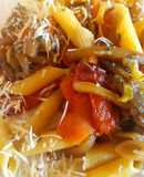 Penne rigatti con vegetales al wok. #paraprincipiantes