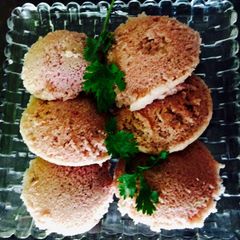 Beetroot idli A picture of Beetroot idli.