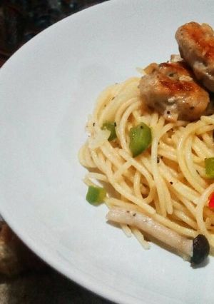 Foto resep Aglio e Olio Spaghetti with Pan Grilled Chicken