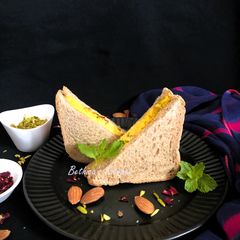 Shrikhand Sandesh Sandwich Dessert A picture of Shrikhand Sandesh Sandwich Dessert.