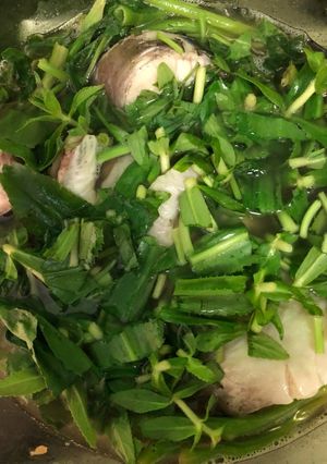 Hình của món Canh chua cá lăng rau muống đồng.