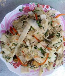 măng tươi xào gà