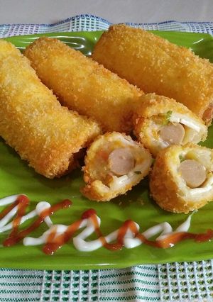 Foto resep Roti goreng isi Sosis Ragout keju
