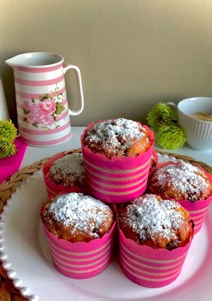 A picture of Sweet corn 🌽 muffins with chocolate 🍫 chips!.