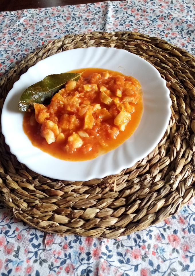 Una foto de Migas de bacalao con tomate