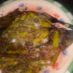 A picture of Sensational Chuck Steak With Asparagus, Onions & Garlic💕.