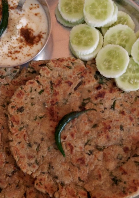 A picture of Amaranth Paneer Paratha.