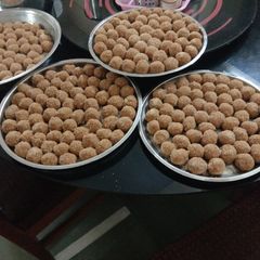 A picture of Atta and Gud ke Laddu.