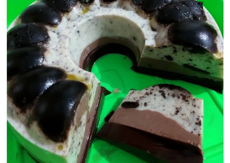 makanan Pudding Oreo Milo coklat berlapis yang pingin nambah