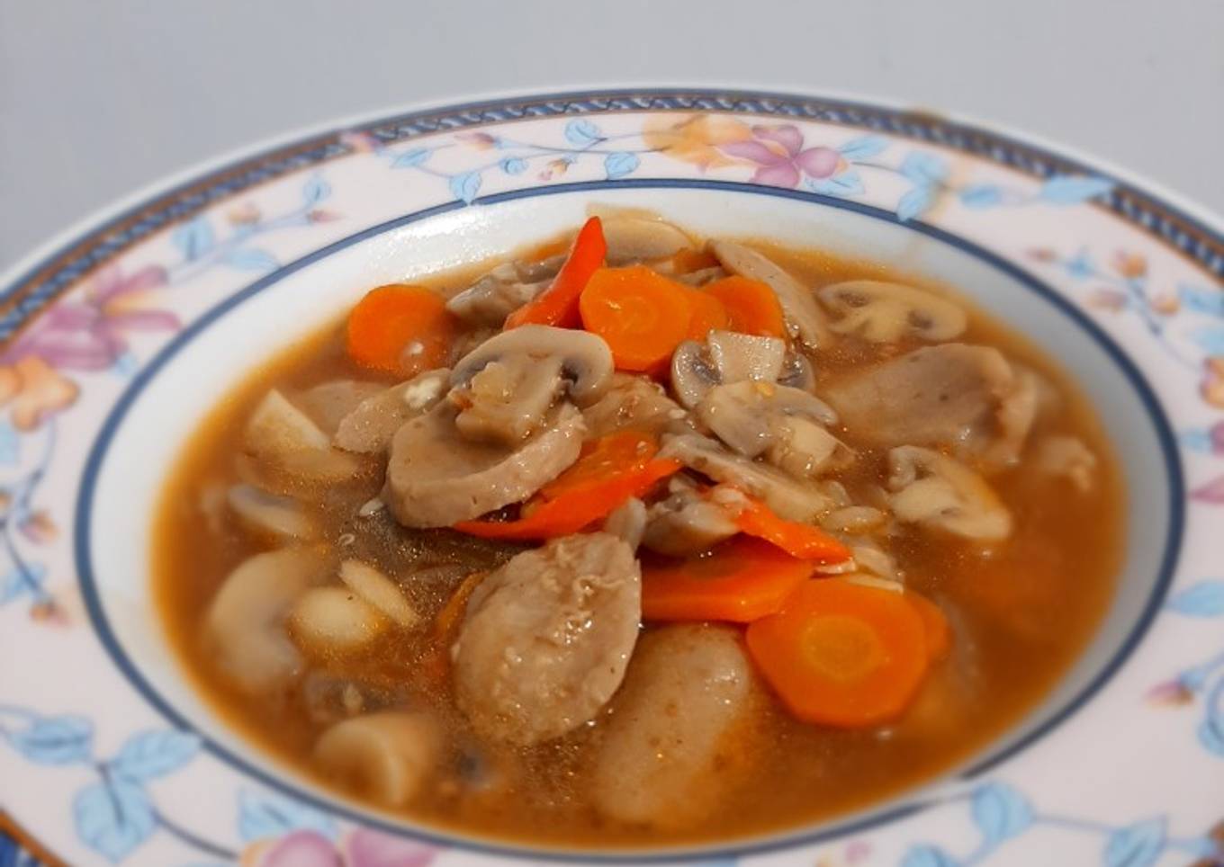 Jamur Kancing Bakso dan Wortel saus Tiram