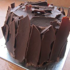 A picture of Devil Cake with Chocolate Shards.