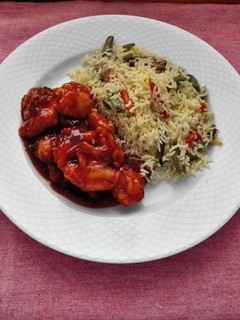 Una foto de Pollo chino agridulce