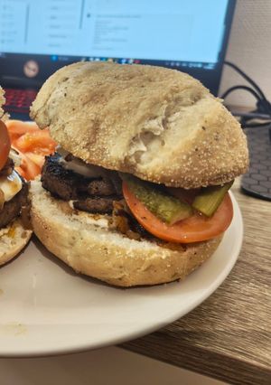 A picture of Beef Mozzarella Burger.