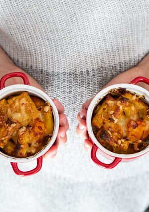 Une photo de Gratin de pâtes à la courge