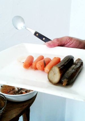 Una foto de Zanahorias y pepinillos  a la vainilla geras