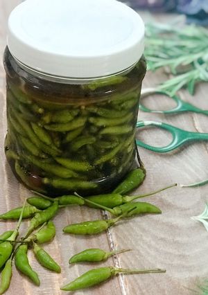 Hình của món Ớt xiêm xanh ngâm nước mắm.