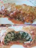 Canelones integrales de espinaca, pollo, ricotta y nueces